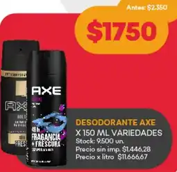 Supermercados Tadicor Axe desodorante oferta