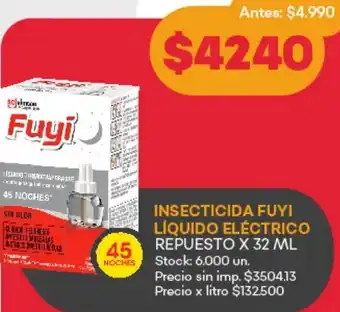 Supermercados Tadicor Fuyi insecticida líquido eléctrico oferta