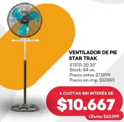 Supermercados Tadicor Ventilador de pie star trak stp31-20 20' oferta