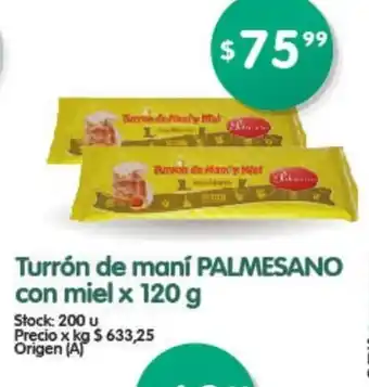 Supermercados Buenos Días Palmesano Turrón de maní con miel x 120g oferta