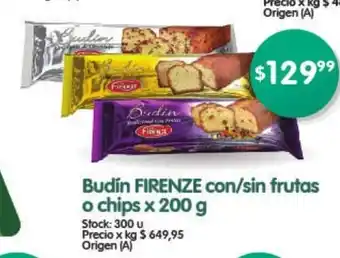 Supermercados Buenos Días Firenze Budin con/sin frutas o chips x 200g oferta