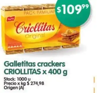Supermercados Buenos Días Criollitas Galletitas crackers x 400g oferta