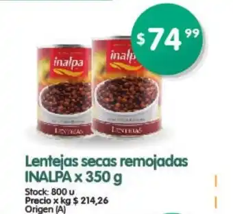 Supermercados Buenos Días Inalpa Lentejas Secas Remojadas x 350gr oferta