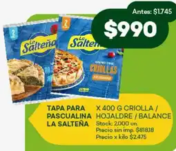 Super MAMI La salteña tapa para pascualina oferta