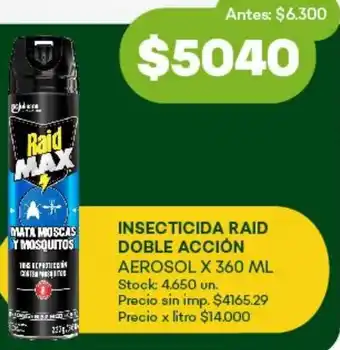 Super MAMI Insecticida raid doble acción aerosol oferta