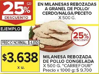 Carrefour Carrefour milanesa rebozada de pollo congelada oferta