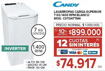 Carrefour Candy lavarropas carga superior oferta