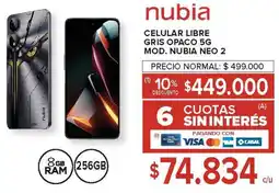 Carrefour Nubia celular libre gris opaco 5g oferta