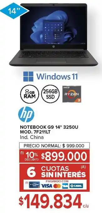 Carrefour Hp notebook g9 14" oferta