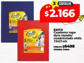 Supermayorista Vital Exito cuaderno tapa dyra rayado/ cuadriculado oferta