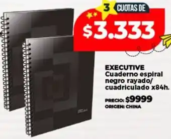 Supermayorista Vital Executive cuaderno espiral negro rayado/ cuadriculado x84h. oferta