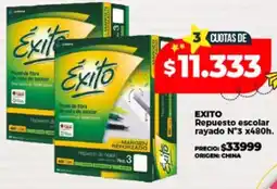 Supermayorista Vital EXITO Repuesto escolar rayado N°3 x480h oferta