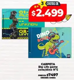 Supermayorista Vital Carpeta big life game zone/dino n°5 oferta