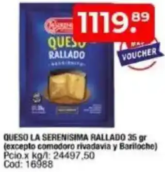 Maxiconsumo Queso la serenisima rallado oferta