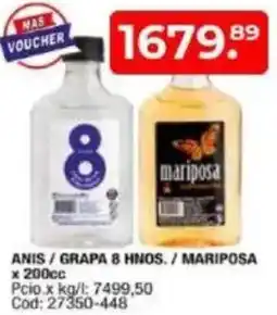 Maxiconsumo Anis/grapa 8 hnos./ mariposa oferta