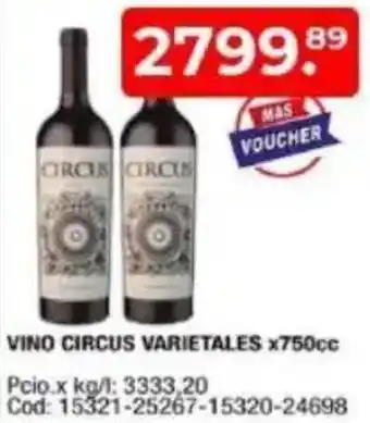 Maxiconsumo Vino circus varietales oferta