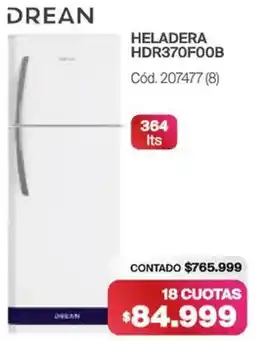 Naldo Lombardi Drean heladera HDR370F00B oferta