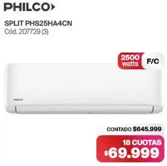 Naldo Lombardi Philco split PHS25HA4CN oferta