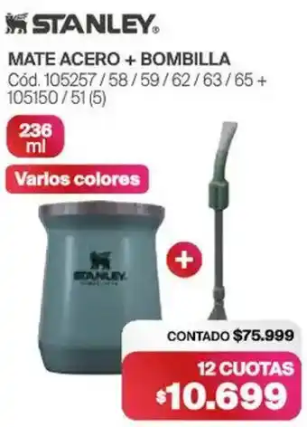 Naldo Lombardi Stanley mate acero + bombilla oferta