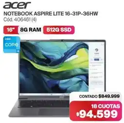 Naldo Lombardi Acer notebook aspire lite 16-31P-36HW oferta