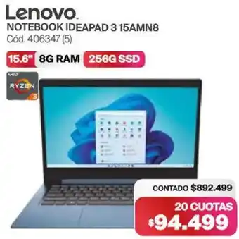 Naldo Lombardi Lenovo notebook ideapad  3 15AMN8 oferta