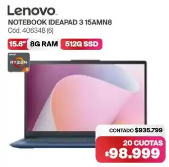 Naldo Lombardi Lenovo notebook ideapad 3 15AMN8 oferta