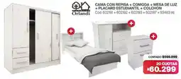 Naldo Lombardi Cama con repisa + comoda + mesa de luz + placard estudiantil + colchon oferta