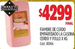 Supermercados Yaguar Fiambre de cerdo emparedado la casona cerdo y pollo oferta