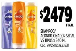 Supermercados Yaguar Sedal shampoo/ acondicionador vs tipos oferta