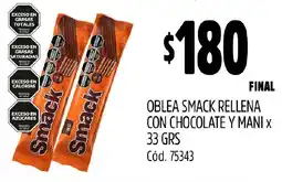 Supermercados Yaguar Smack oblea rellena con chocolate y mani oferta