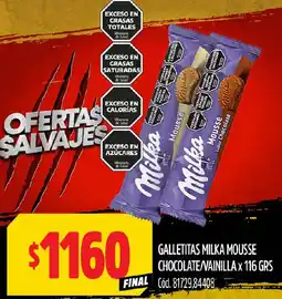 Supermercados Yaguar Galletitas milka mousse chocolate/vainilla oferta