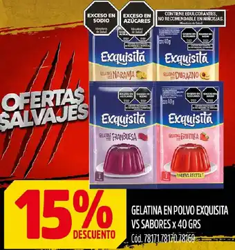 Supermercados Yaguar Gelatina en polvo exquisita vs sabores oferta