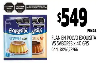 Supermercados Yaguar Exquisita flan en polvo vs sabores oferta