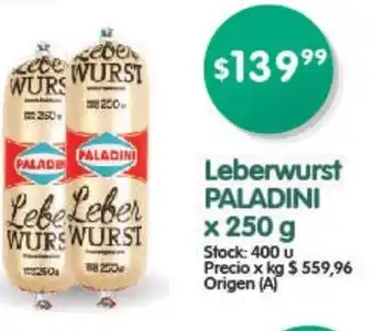 Supermercados Buenos Días Leberwurst Paladini x 250 g oferta