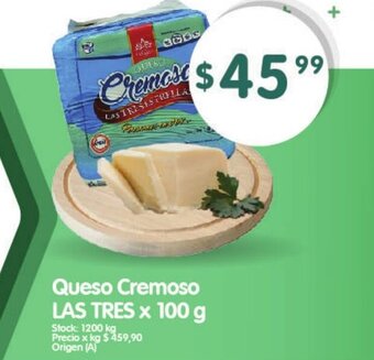 Supermercados Buenos Días Queso Cremoso Las Tres x 100 g oferta