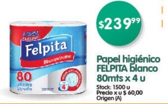 Supermercados Buenos Días Papel Higiénico Felpita Blanco 80mts x 4 u oferta