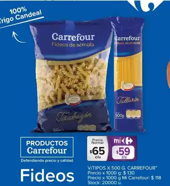Carrefour Productos Carrefour Fideos de Sémola V/Tipos x 500 g oferta
