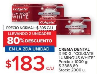Carrefour Colgate Luminous White Crema Dental x 90 g oferta