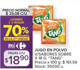 Carrefour Tang Jugo En Polvo V/Sabores Sobre x 18 g oferta