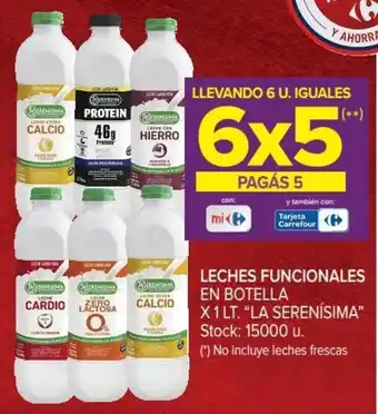 Carrefour Llevando 6 U. Iguales 6x5 Pagás 5 La Serenísima Leches Funcionales En Botella x 1 Lt. oferta