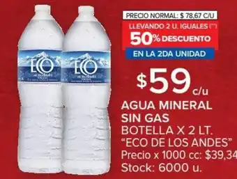 Carrefour Eco De Los Andes Agua Mineral Sin Gas Botella x 2 Lt. oferta