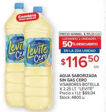 Carrefour Levité Agua Saborizada Sin Gas Cero V/Sabores Botella x 2.25 Lt oferta