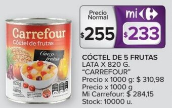 Carrefour Carrefour Cóctel de 5 Frutas Lata x 820 g oferta