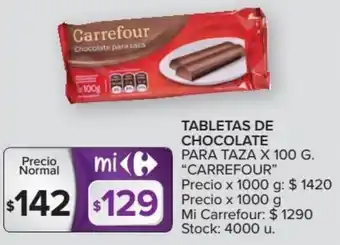 Carrefour Carrefour Tabletas de Chocolate Para Taza x 100 g oferta
