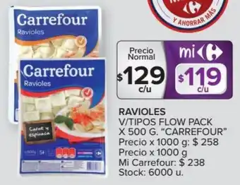Carrefour Carrefour Ravioles V/Tipos Flow Pack x 500 g oferta