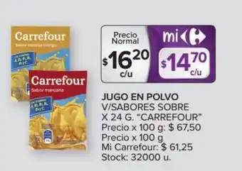 Carrefour Carrefour Jugo En Polvo V/Sabores Sobre x 24 g oferta