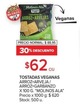 Carrefour Molinos Ala Tostadas Veganas Arroz+Arveja/ Arroz+Garbanzo x 100 g oferta