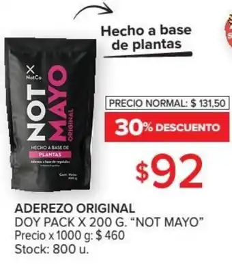 Carrefour Not Mayo Aderezo Original Doy Pack x 200 g oferta
