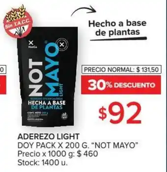 Carrefour Not Mayo Aderezo Light Doy Pack x 200 g oferta