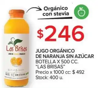 Carrefour Las Brisas Jugo Orgánico de Naranja Sin Azúcar Botella x 500 cc oferta